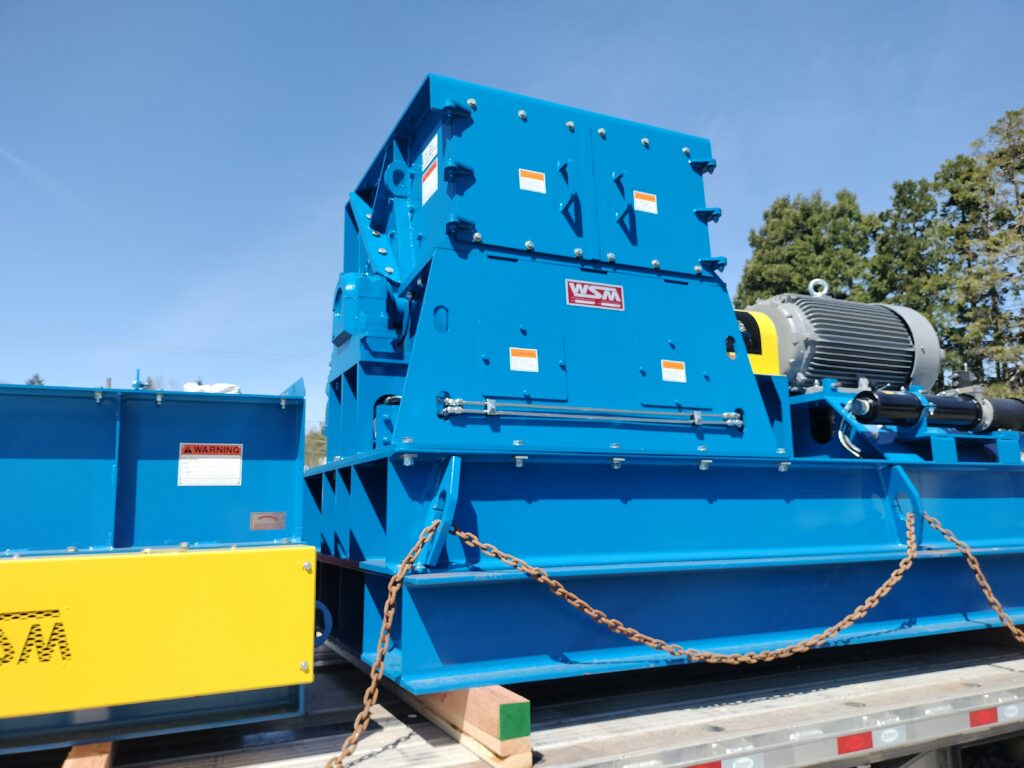 Vertical Feed Wood Hog and motor being shipped
