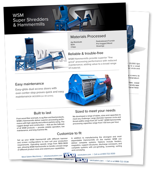 WSM Super Shredders & Hammermills flyer downloadable PDF